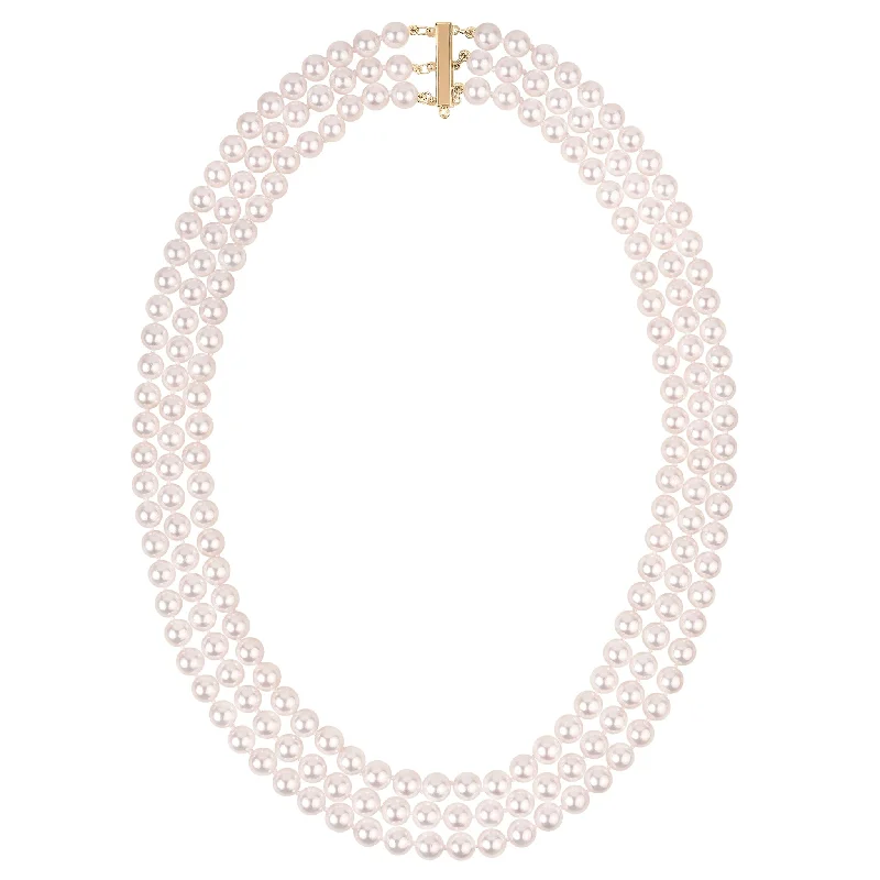 Timeless Beauty, Unbeatable Deals – Jewelry Sale On 6.0-6.5 mm Triple Strand White Akoya AAA Pearl Necklace Timeless Beauty, Unbeatable Deals – Jewelry Sale On 6.0-6.5 mm Triple Strand White Akoya AAA Pearl Necklace