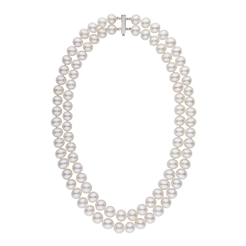 Make Every Moment Shine – Jewelry Discounts Available 8.5-9.0 mm AA+ Double Strand White Freshwater Pearl Necklace