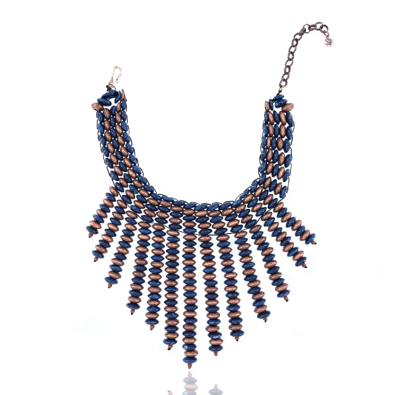 Jewelry Clearance Sale – Final Reductions Ebony Bib - Indigo Lapis/Bronze
