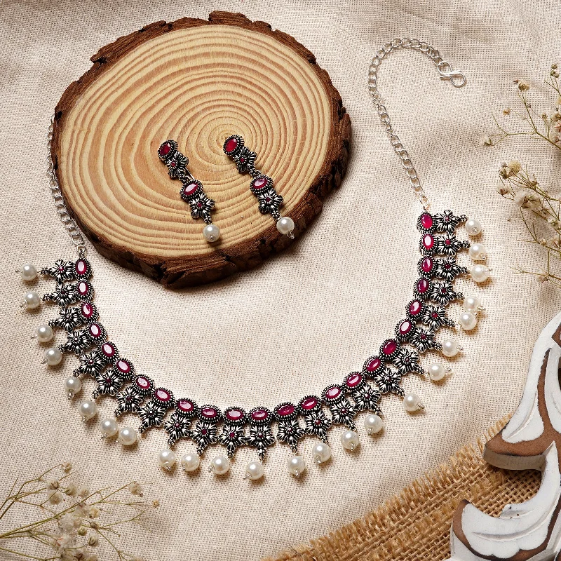The Ultimate Jewelry Sale – Exclusive Styles At Great Prices Ekladh Red Stone Silver Pearl Necklace Set The Ultimate Jewelry Sale – Exclusive Styles At Great Prices Ekladh Red Stone Silver Pearl Necklace Set