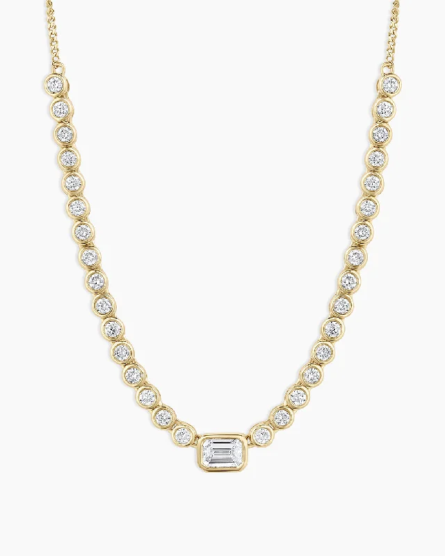 Affordable Gold-Plated Jewelry For Modern Fashion Lab Grown Diamond Emerald Row Necklace Affordable Gold-Plated Jewelry For Modern Fashion Lab Grown Diamond Emerald Row Necklace