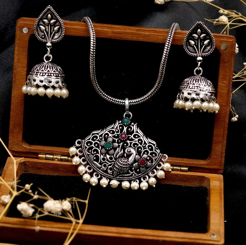 Affordable Elegance – Special Jewelry Sale Now Live Pavaki Multi Colored Silver Oxidized Pendant Set Affordable Elegance – Special Jewelry Sale Now Live Pavaki Multi Colored Silver Oxidized Pendant Set