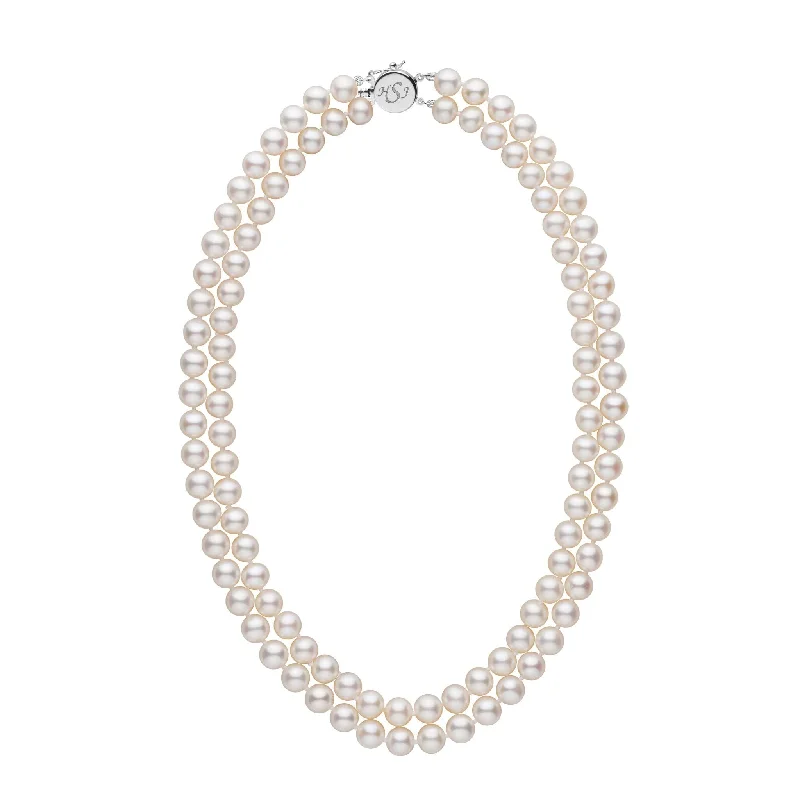 Timeless Jewelry, Timeless Savings – Don't Wait Personalized 7.5-8.0 mm AAA White Freshwater Pearl Double Strand Circle Clasp Necklace Timeless Jewelry, Timeless Savings – Don't Wait Personalized 7.5-8.0 mm AAA White Freshwater Pearl Double Strand Circle Clasp Necklace