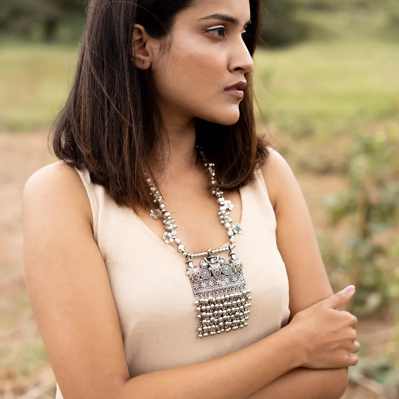 Premium Diamond Jewelry At Once-In-A-Lifetime Discounts Teejh Nihan Silver Oxidised ghungroo Long necklace Premium Diamond Jewelry At Once-In-A-Lifetime Discounts Teejh Nihan Silver Oxidised ghungroo Long necklace