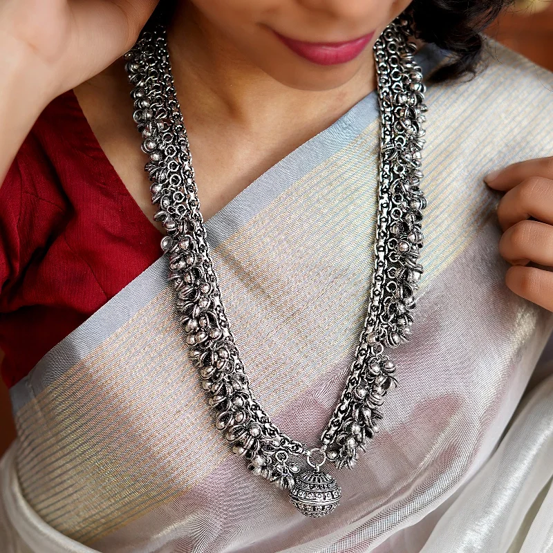 High-Quality Gemstone Jewelry For Special Occasions Teejh Reethika Oxidized Ghungroo Long Necklace High-Quality Gemstone Jewelry For Special Occasions Teejh Reethika Oxidized Ghungroo Long Necklace