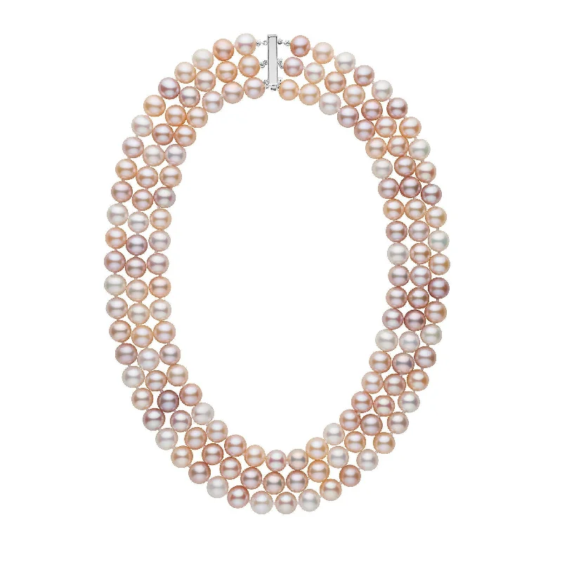 Grab Exquisite Jewelry At The Lowest Prices Triple Strand 8.5-9.0 mm AAA Multicolor Freshwater Pearl Necklace Grab Exquisite Jewelry At The Lowest Prices Triple Strand 8.5-9.0 mm AAA Multicolor Freshwater Pearl Necklace