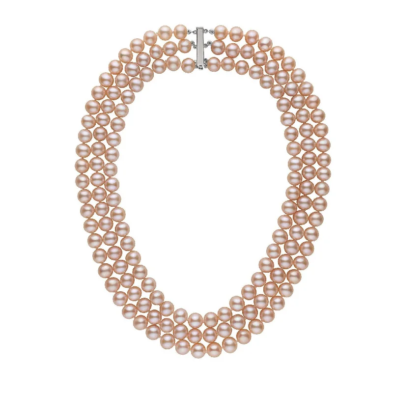 High-Quality Jewelry At A Fraction Of The Cost Triple Strand 8.5-9.0 mm AAA Pink to Peach Freshwater Pearl Necklace High-Quality Jewelry At A Fraction Of The Cost Triple Strand 8.5-9.0 mm AAA Pink to Peach Freshwater Pearl Necklace