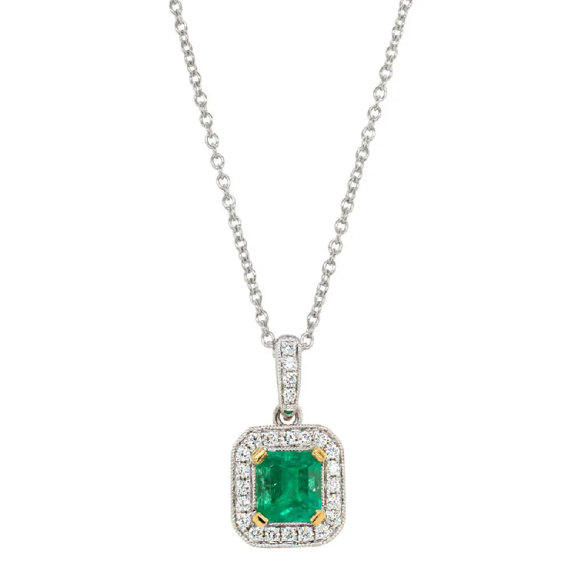 Limited Stock On Premium Jewelry At Low Prices 18ct White Gold 1.23ct Emerald & Diamond Pendant