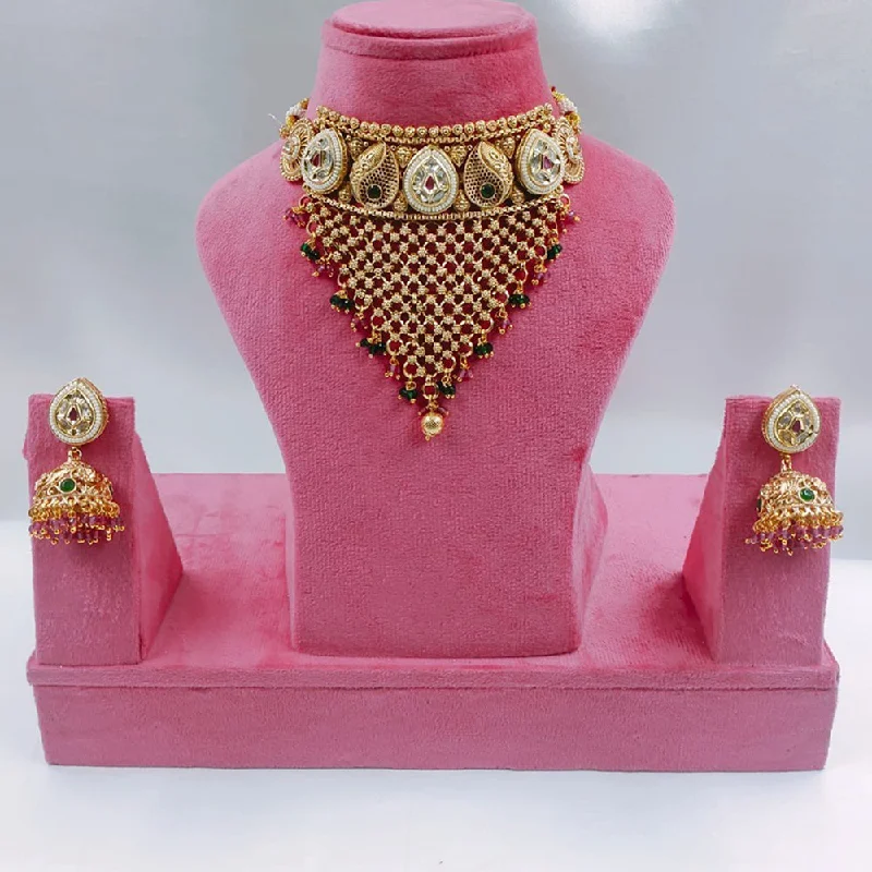 Limited-Time Offer On Elegant Jewelry Pieces Akruti Collection Gold Plated Pota Stone And Pearls Choker Necklace Set