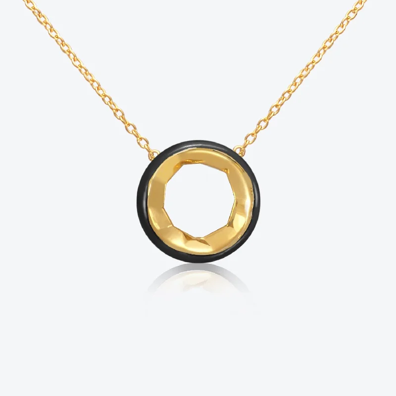 Must-Have Jewelry At Irresistible Discounts A. Sun Halo 18K Gold Necklace w. Jet Black Enamel