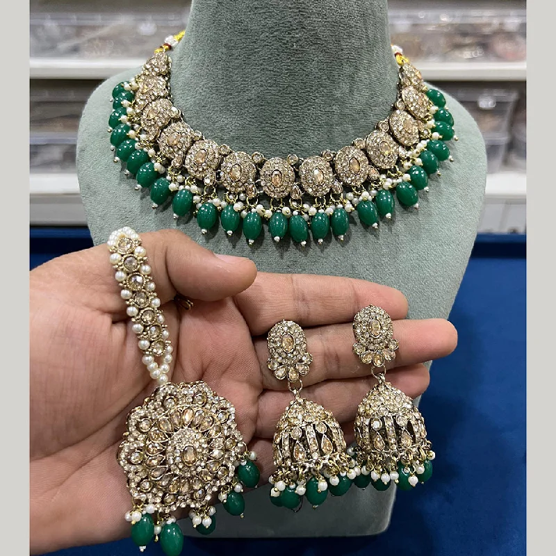 Exclusive Jewelry Sale – Grab Timeless Pieces Now Hira Collections Gold Plated Crystal Stone And Pearls Necklace Set