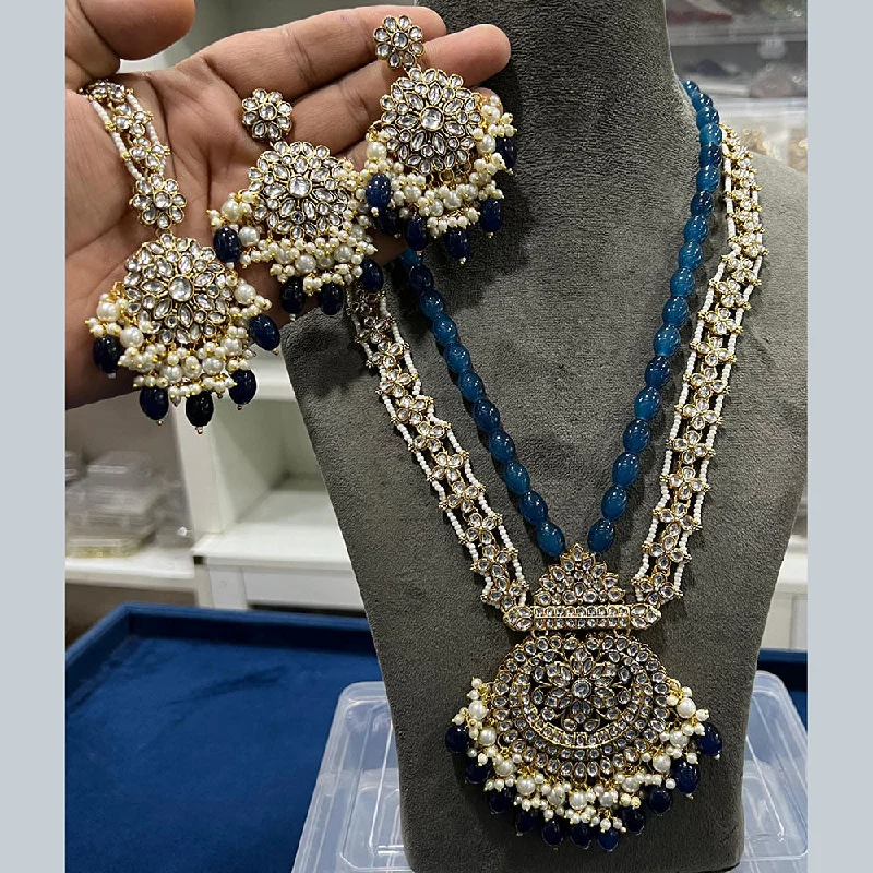 High-End Sparkle, Low-End Prices – Jewelry Sale Live Hira Collections Gold Plated Kundan Stone Beads And Pearls Long Necklace Set