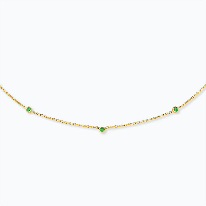 High-Quality Jewelry At A Fraction Of The Cost 3 Stone 18K Gold Necklace w. Tsavorite