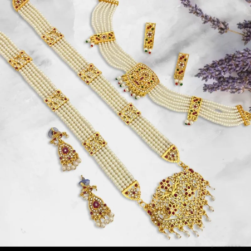 Limited-Time Jewelry Discounts – Shine Without The Splurge Trilok Jewel Gold Plated Austrian Stone And Pearl Long Necklace Set