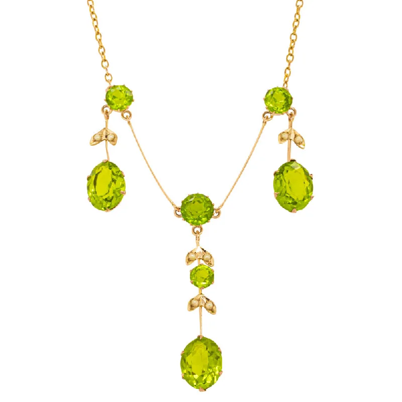 Limited-Stock Jewelry Sale – Shop Before It's Gone Vintage 13ct Yellow Gold Green Glass & Seed Pearl Pendant