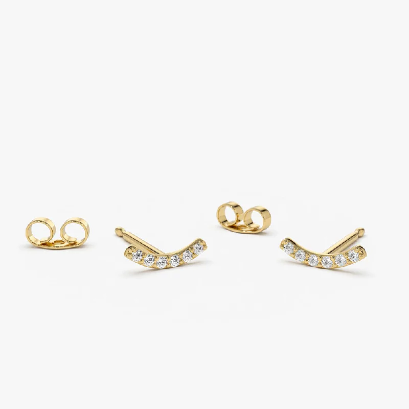 Shine Bright With Our Special Jewelry Promotions 14K Gold Diamond Curved Bar Stud Earrings Shine Bright With Our Special Jewelry Promotions 14K Gold Diamond Curved Bar Stud Earrings