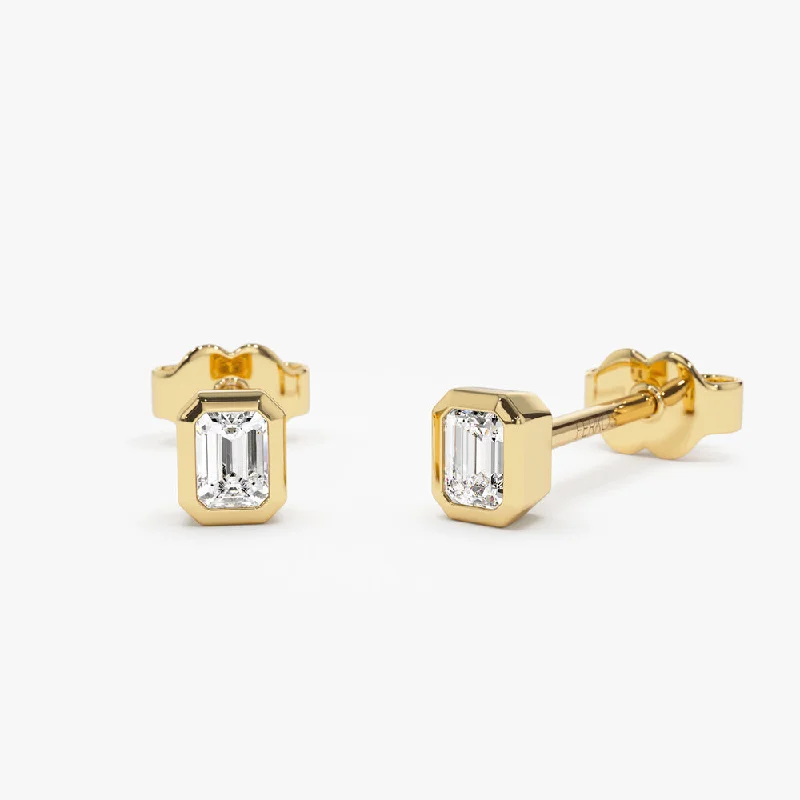 Versatile Layering Jewelry For Effortless Chic 14k Emerald Cut Bezel Setting Stud Earrings Versatile Layering Jewelry For Effortless Chic 14k Emerald Cut Bezel Setting Stud Earrings