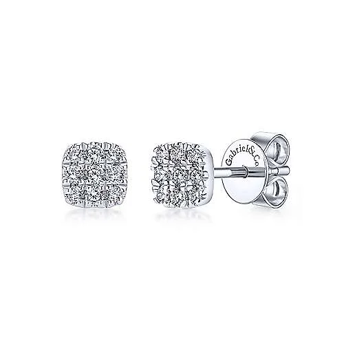 Limited-Time Jewelry Sale – Elegant Styles At Less 14K W Gold 0.10cttw Square SI2/G Diamond Stud Earrings