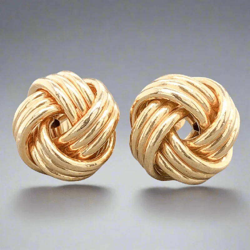 Affordable Gold-Plated Jewelry For Modern Fashion 14K Y Gold 11mm Lovers Knot Stud Earrings Affordable Gold-Plated Jewelry For Modern Fashion 14K Y Gold 11mm Lovers Knot Stud Earrings