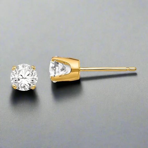 Clearance Sale On High-End Jewelry Collections 14K Y Gold 4.5mm CZ Stud Earrings