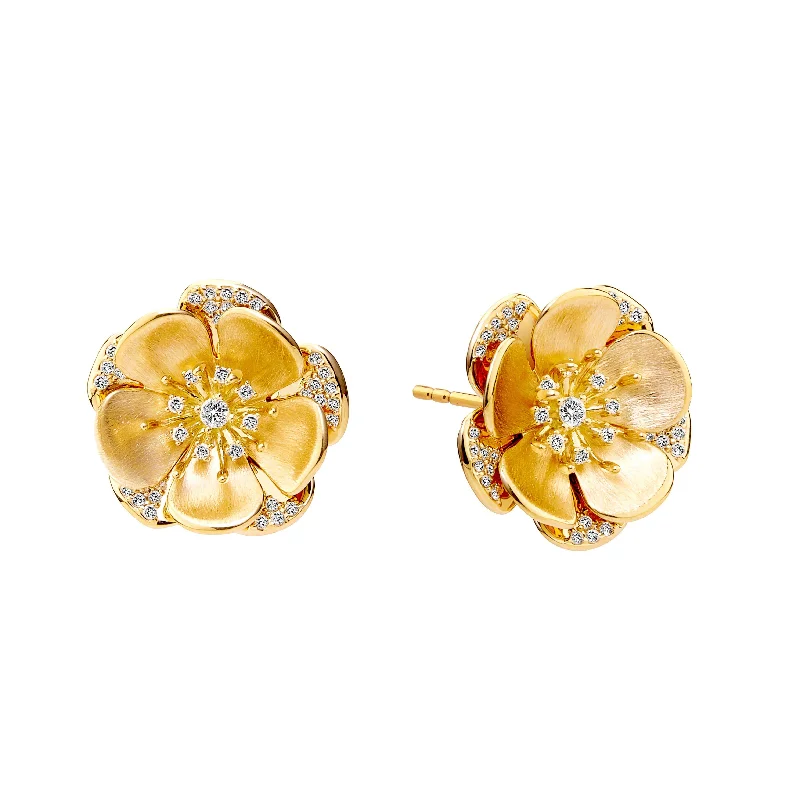 Delicate Crystal Jewelry For Sophisticated Charm Camellia Flower Stud Earrings