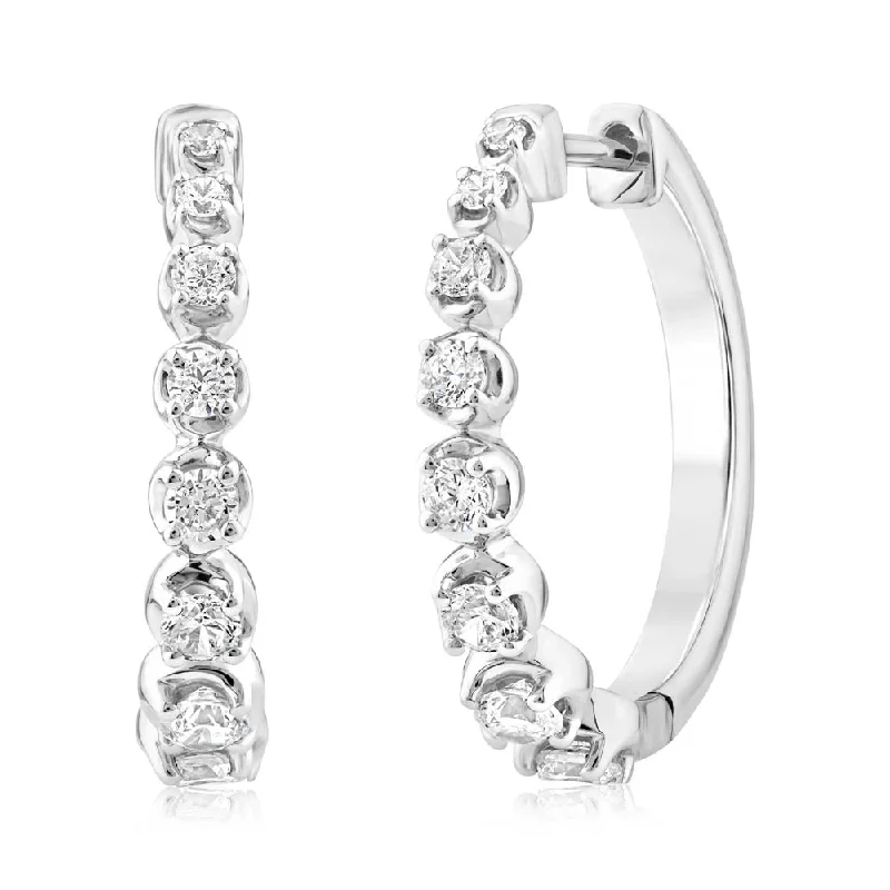 Jewelry Deals That Outshine The Rest 2/3 Carat Diamond Hoop Earrings in 10ct White Gold