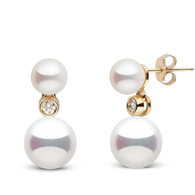 Unmissable Discounts On Timeless Jewelry Pieces 6.5-9.0 mm White Freshadama Pearl and Diamond Duet Dangle Earrings