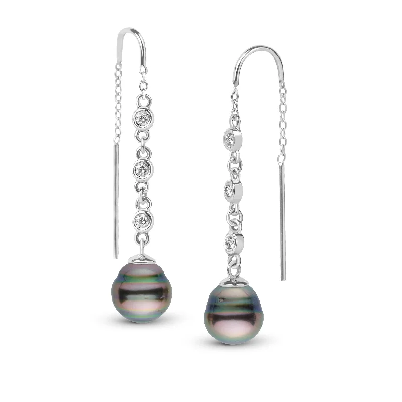 Your Dream Jewelry At Dream Prices 8.0-9.0 mm Tahitian Baroque Pearl and Diamond Threader Earrings Your Dream Jewelry At Dream Prices 8.0-9.0 mm Tahitian Baroque Pearl and Diamond Threader Earrings