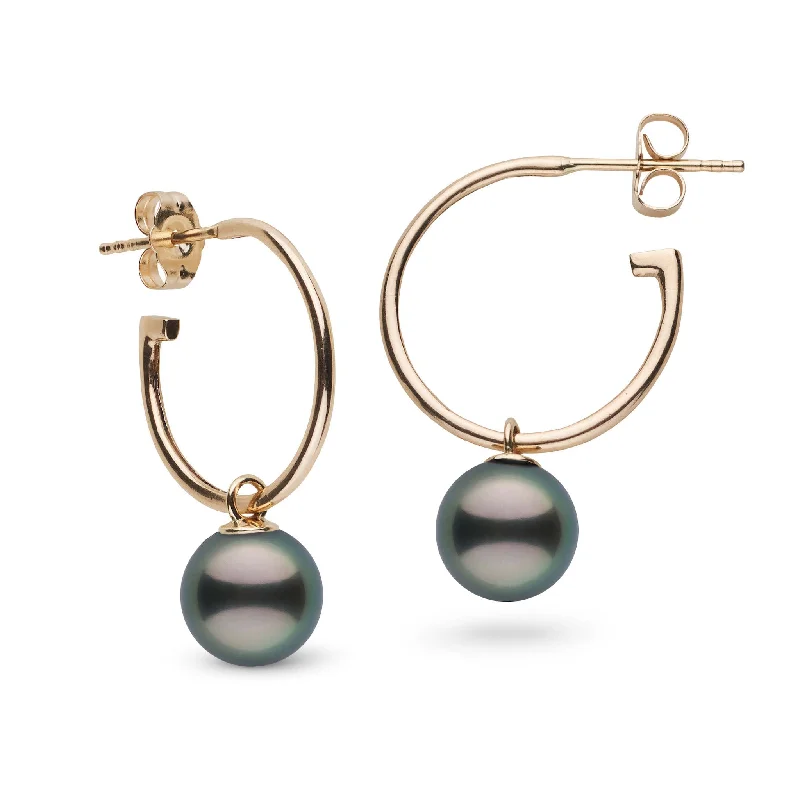 Stunning Jewelry At A Fraction Of The Price 8.0-9.0 mm Tahitian Pearl Charm Hoop Earrings Stunning Jewelry At A Fraction Of The Price 8.0-9.0 mm Tahitian Pearl Charm Hoop Earrings