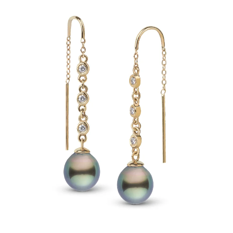 Sparkle On A Budget – Fine Jewelry For Less 9.0-10.0 mm Tahitian Drop Pearl and Diamond Threader Earrings Sparkle On A Budget – Fine Jewelry For Less 9.0-10.0 mm Tahitian Drop Pearl and Diamond Threader Earrings
