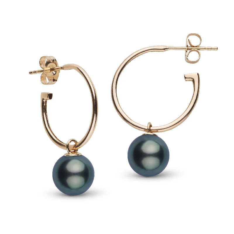 The Perfect Jewelry Piece At The Perfect Discount 9.0-10.0 mm Tahitian Pearl Charm Hoop Earrings The Perfect Jewelry Piece At The Perfect Discount 9.0-10.0 mm Tahitian Pearl Charm Hoop Earrings