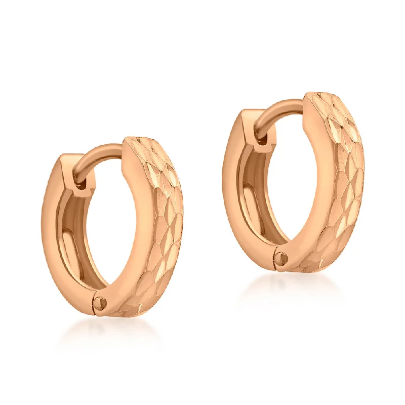Luxury Handcrafted Jewelry For Elegant Looks 9ct Rose Gold Pyramid Creole Earrings