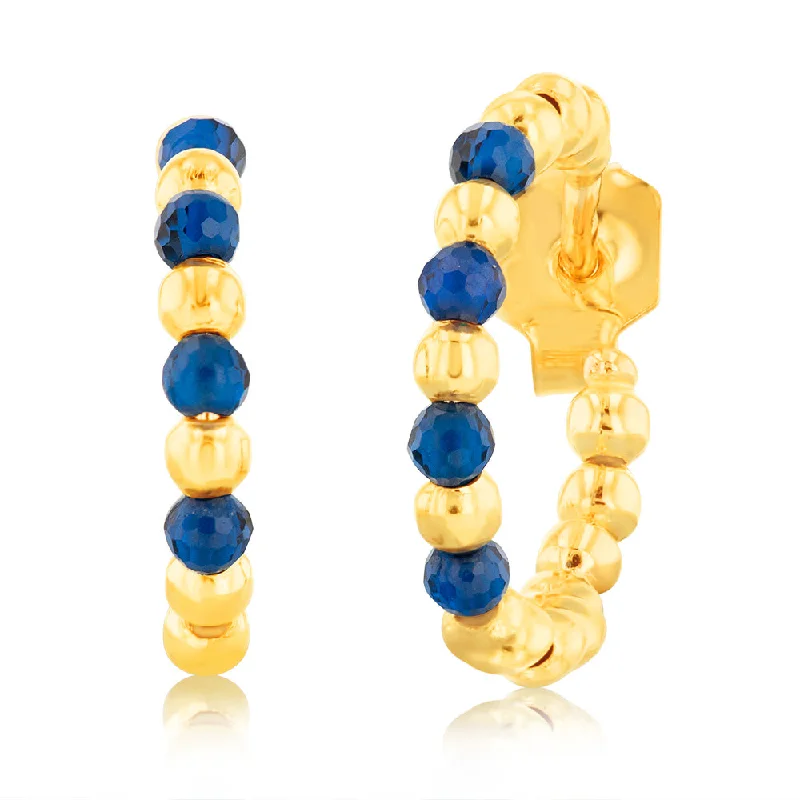 Affordable Luxury Jewelry – Style At A Great Price 9ct Yellow Gold Created Round Blue Spinel 3/4th Open Hoop Earrings Affordable Luxury Jewelry – Style At A Great Price 9ct Yellow Gold Created Round Blue Spinel 3/4th Open Hoop Earrings