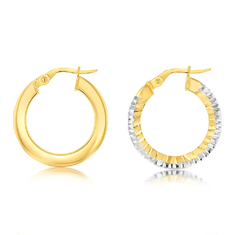 Chic And Stylish Jewelry At Exclusive Prices 9ct Yellow Gold Fancy Diamond Cut Hoop Earrings Chic And Stylish Jewelry At Exclusive Prices 9ct Yellow Gold Fancy Diamond Cut Hoop Earrings