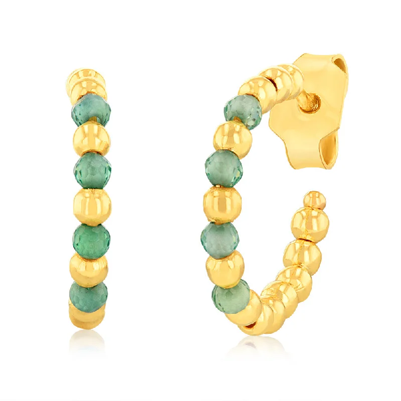 Flash Sale On Elegant Jewelry – Don't Miss Out 9ct Yellow Gold Green Zirconia Open 3/4th Hoop Earrings