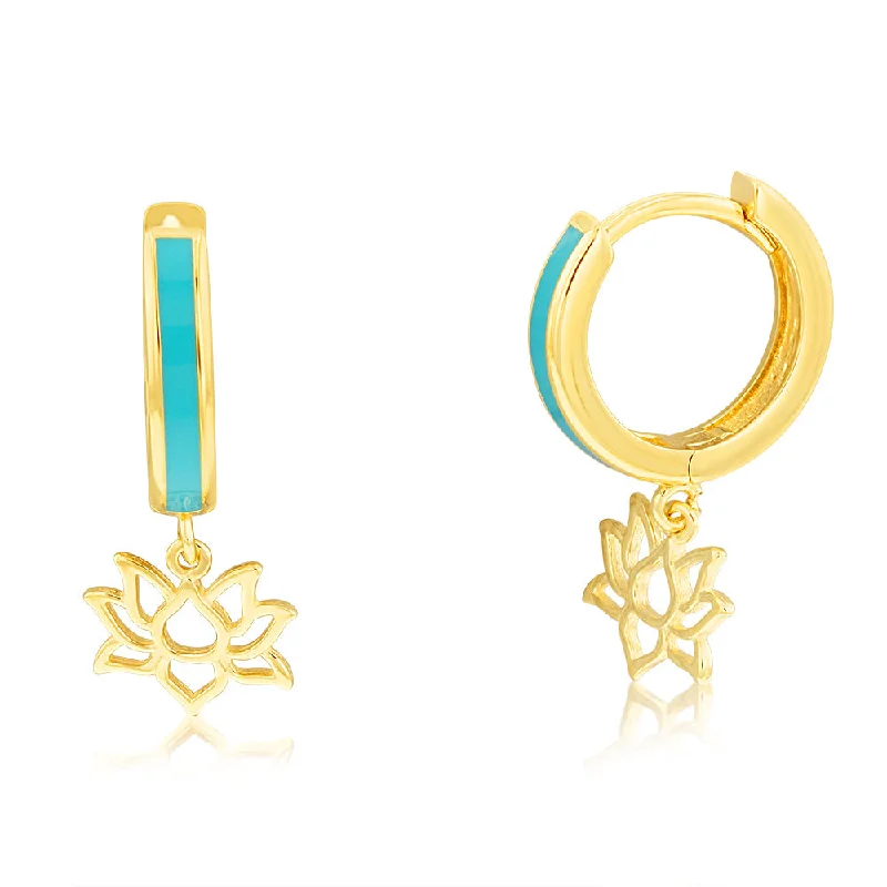 Exclusive Gemstone Jewelry At Special Prices 9ct Yellow Gold Lotus On Blue Enamel Sleeper Earrings Exclusive Gemstone Jewelry At Special Prices 9ct Yellow Gold Lotus On Blue Enamel Sleeper Earrings