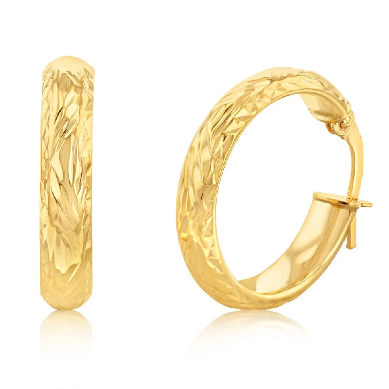 Bestselling Jewelry At Special Promotional Rates 9ct Yellow Gold Patterned Tube 15mm Earrings Bestselling Jewelry At Special Promotional Rates 9ct Yellow Gold Patterned Tube 15mm Earrings