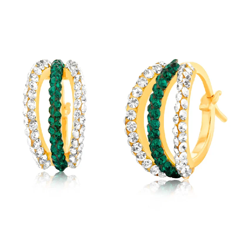 Get Ready To Sparkle – Special Jewelry Discounts 9ct Yellow Gold Silver filled Triple Row Yellow And White Crystal Hoop Earrings Get Ready To Sparkle – Special Jewelry Discounts 9ct Yellow Gold Silver filled Triple Row Yellow And White Crystal Hoop Earrings