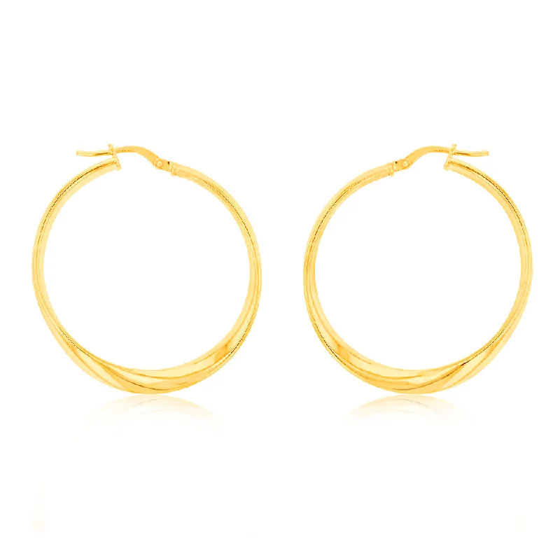 Timeless Elegance At Unbelievable Discounts 9ct Yellow Gold Silverfilled Fancy 30mm Hoop Earrings Timeless Elegance At Unbelievable Discounts 9ct Yellow Gold Silverfilled Fancy 30mm Hoop Earrings