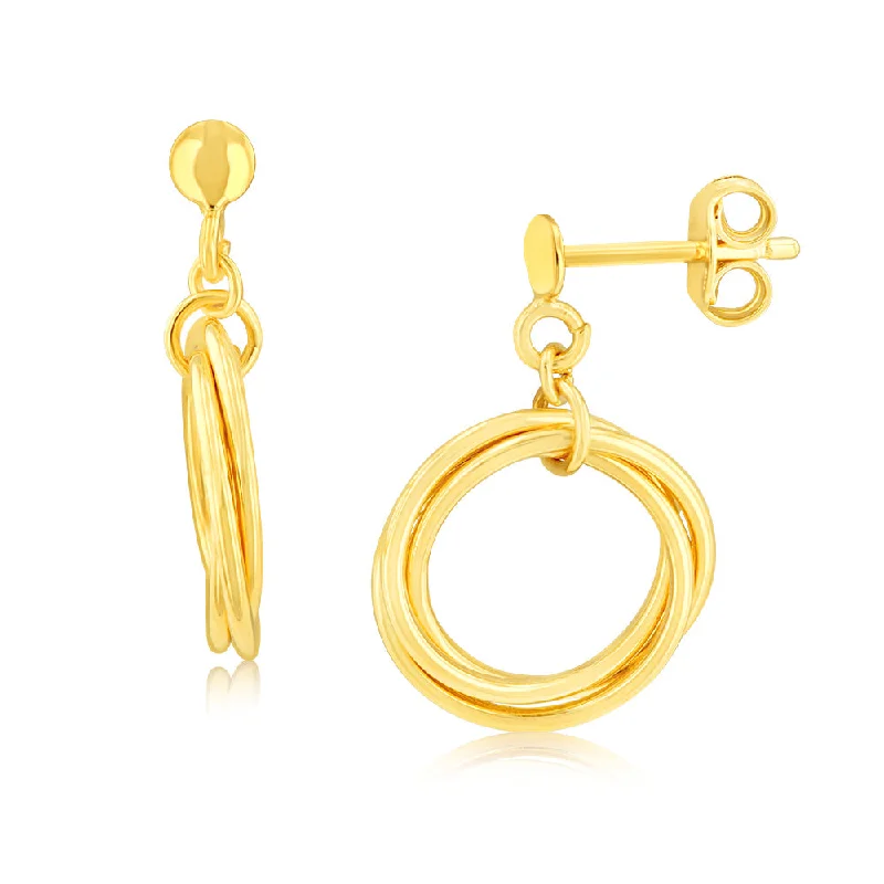 Limited-Time Offer On Elegant Jewelry Pieces 9ct Yellow Gold Silverfilled Interconnected Circle Drop Earrings Limited-Time Offer On Elegant Jewelry Pieces 9ct Yellow Gold Silverfilled Interconnected Circle Drop Earrings