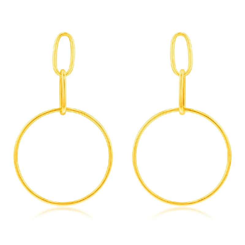 Make Every Moment Shine – Jewelry Discounts Available 9ct Yellow Gold Silverfilled Link And Open Circle Drop Earrings