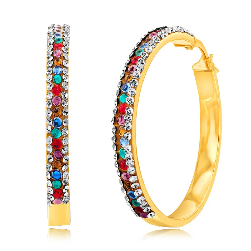 Premium Jewelry Now Available At Special Discounts 9ct Yellow Gold Silverfilled Multicolour And White Crystal 30mm Broad Hoop Earrings Premium Jewelry Now Available At Special Discounts 9ct Yellow Gold Silverfilled Multicolour And White Crystal 30mm Broad Hoop Earrings