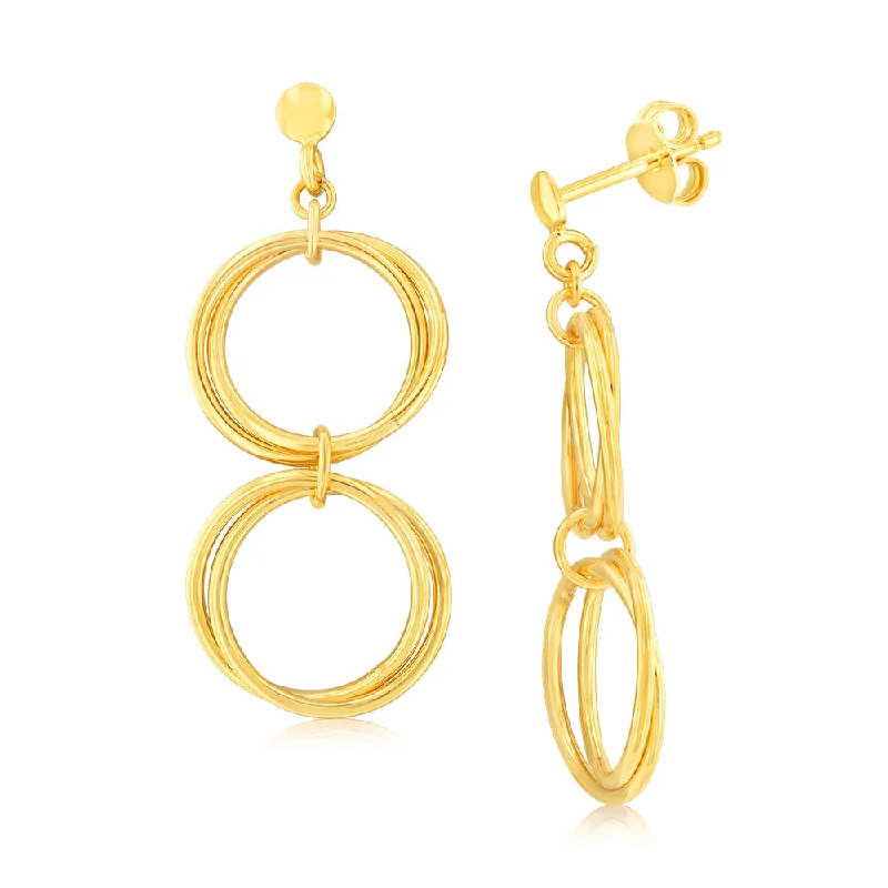 Bestselling Jewelry At Special Promotional Rates 9ct Yellow Gold Silverfilled Twin Circle Drop Earrings Bestselling Jewelry At Special Promotional Rates 9ct Yellow Gold Silverfilled Twin Circle Drop Earrings