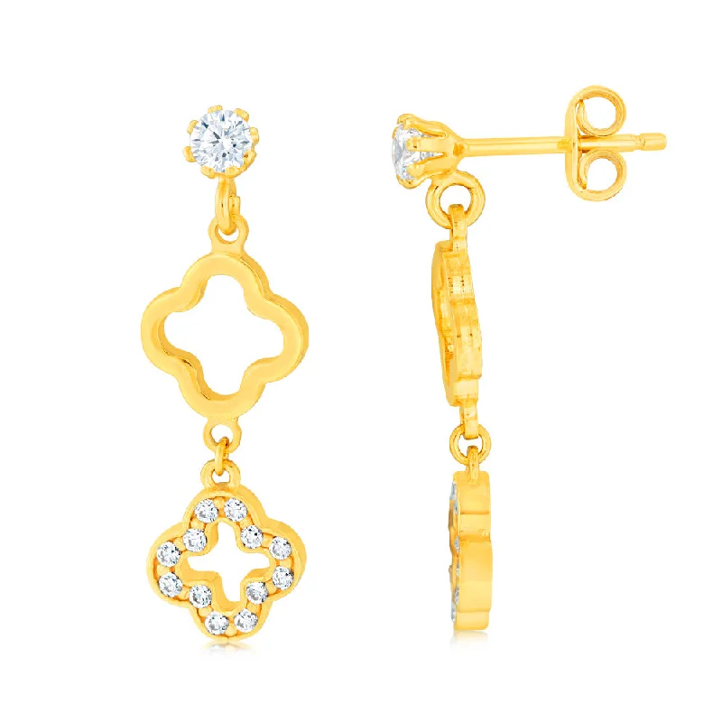 Shop Stylish Jewelry Now And Save Big 9ct Yellow Gold Silverfilled Zirconia Four Leaf Flower Drop Earrings Shop Stylish Jewelry Now And Save Big 9ct Yellow Gold Silverfilled Zirconia Four Leaf Flower Drop Earrings