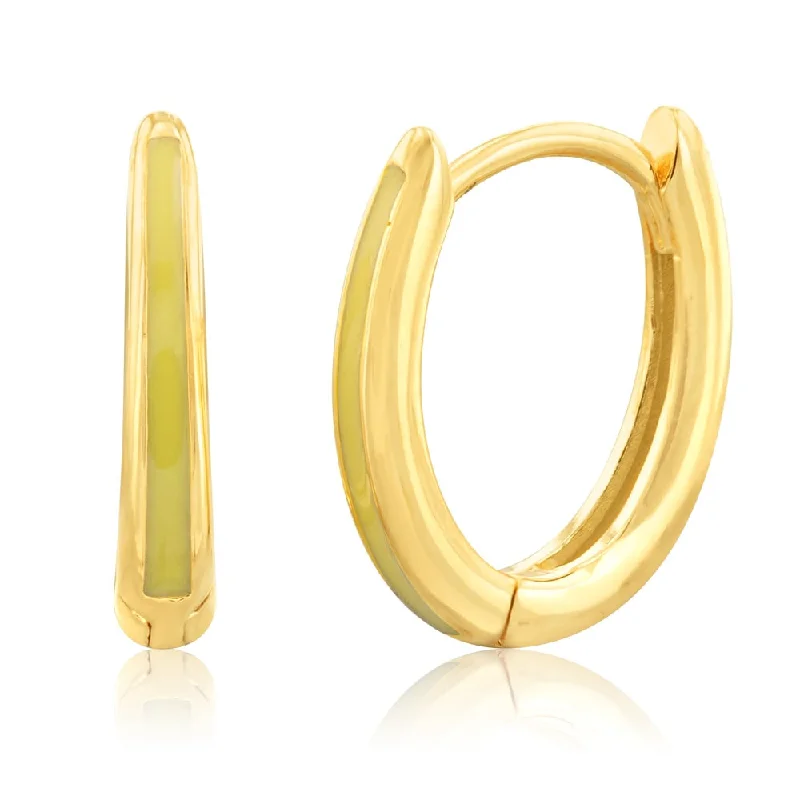 Beautiful Jewelry, Breathtaking Discounts – Hurry In 9ct Yellow Gold Yellow Enamel Plain Hoop Earrings