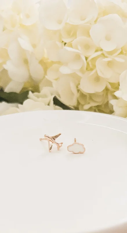 Seasonal Jewelry Deals – Elevate Your Style Adorable Cloud and Airplane Stud Earrings