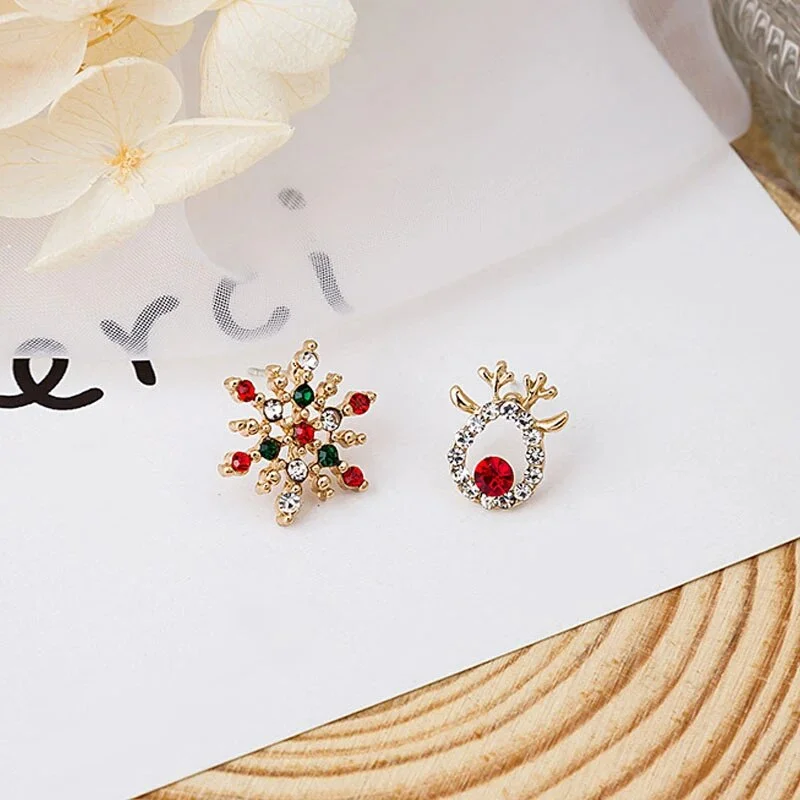 Timeless Elegance Now At Special Discounts Adorable Crystal Rudolph Reindeer and Snowflake Stud Earrings Timeless Elegance Now At Special Discounts Adorable Crystal Rudolph Reindeer and Snowflake Stud Earrings