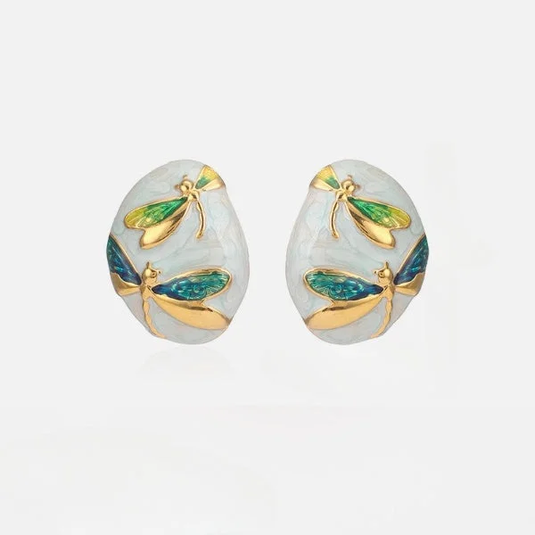 Buy More, Save More On Stunning Jewelry Pieces Blue Dragonfly Oval Shaped White Stud Earrings JLT12808 Buy More, Save More On Stunning Jewelry Pieces Blue Dragonfly Oval Shaped White Stud Earrings JLT12808