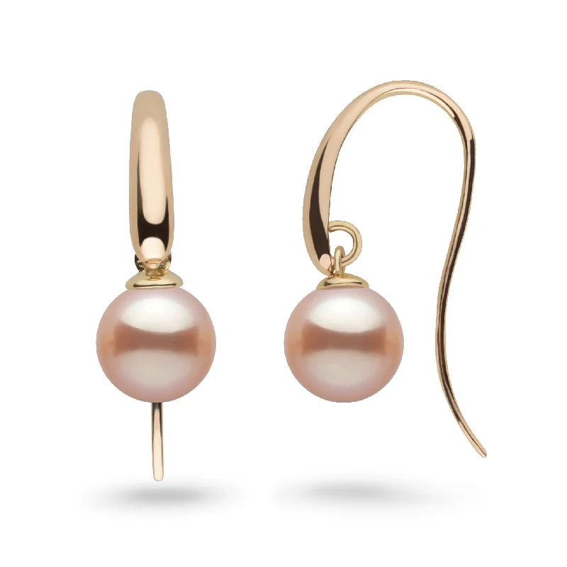 Trendy Minimalist Jewelry For Everyday Wear Cascade Collection 8.5-9.0 mm Pink Freshadama Pearl Earrings