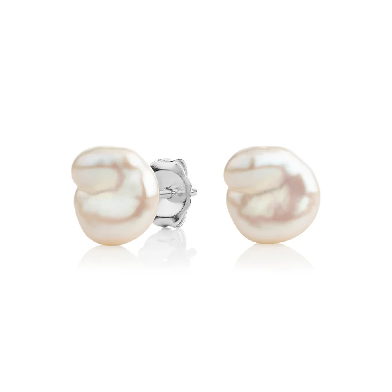 Modern Statement Jewelry For Bold Styling Cultured freshwater baroque pearl 8mm stud earrings in sterling silver Modern Statement Jewelry For Bold Styling Cultured freshwater baroque pearl 8mm stud earrings in sterling silver